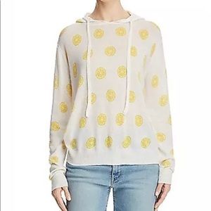 Aqua Lemon Print Knit Hooded Sweater